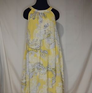 Mlle Gabrielle Yellow and White Paisley Maxi Dress